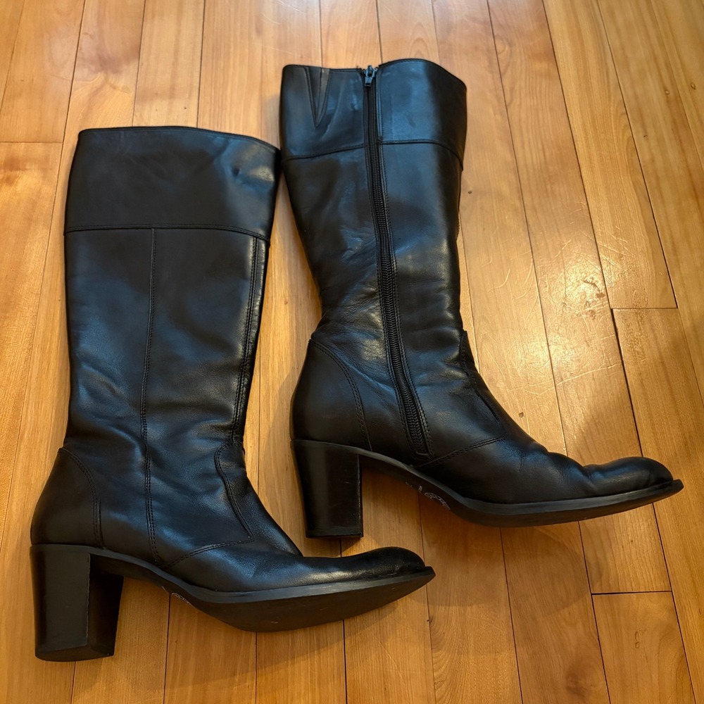 Lavorazione Artigiana for Barneys Black Leather Block Heel Boot Made in Italy 37